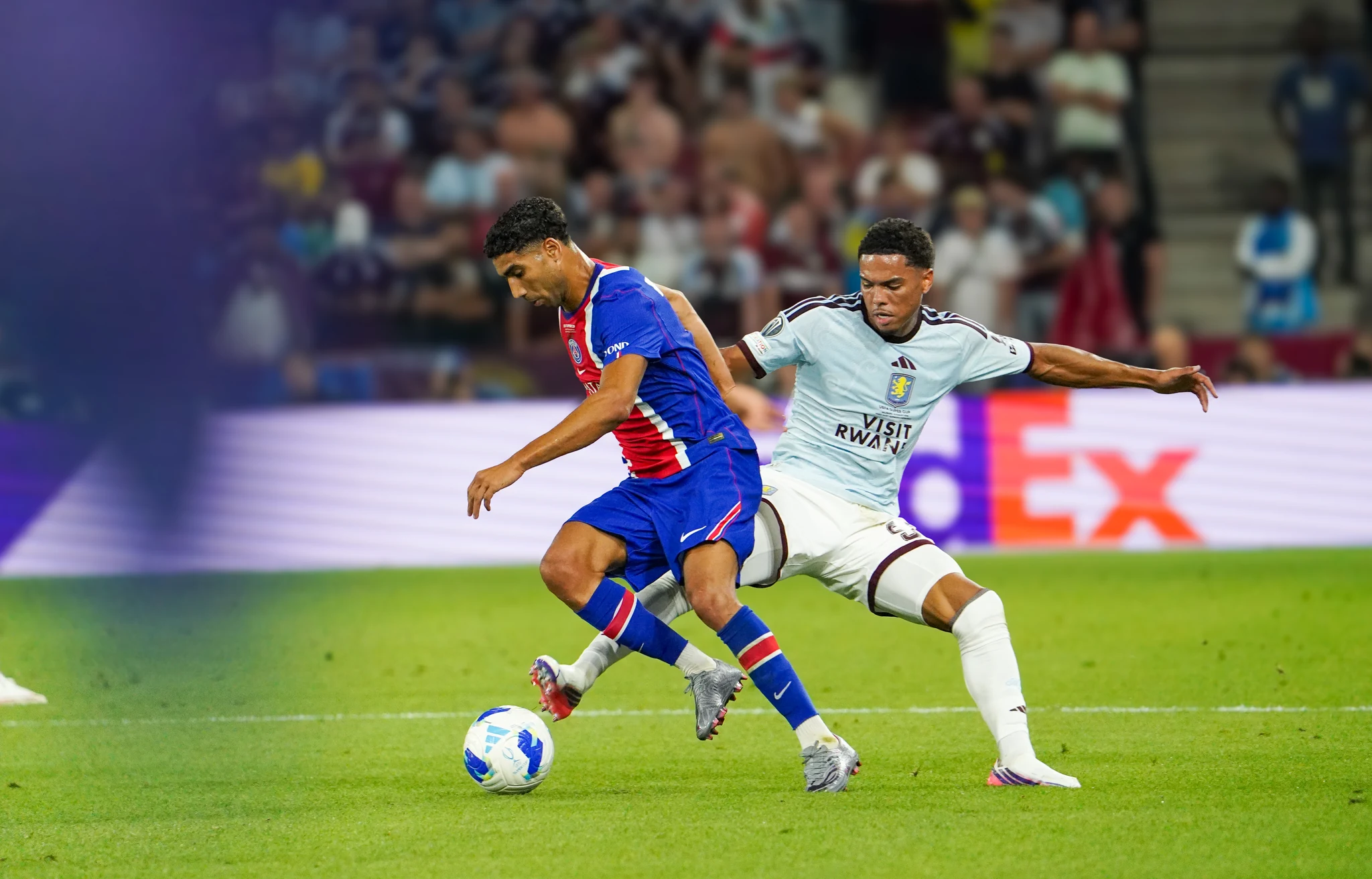 Match action and reactions during Paris Saint-Germain versus Aston Villa in Salzburg.