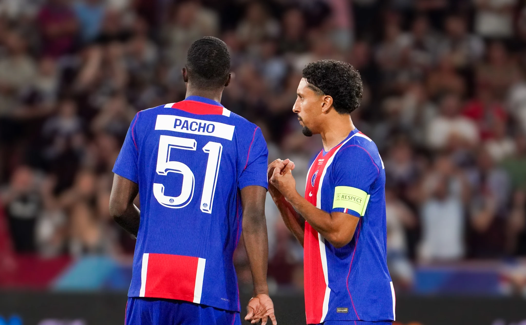 Match action and reactions during Paris Saint-Germain versus Aston Villa in Salzburg.
