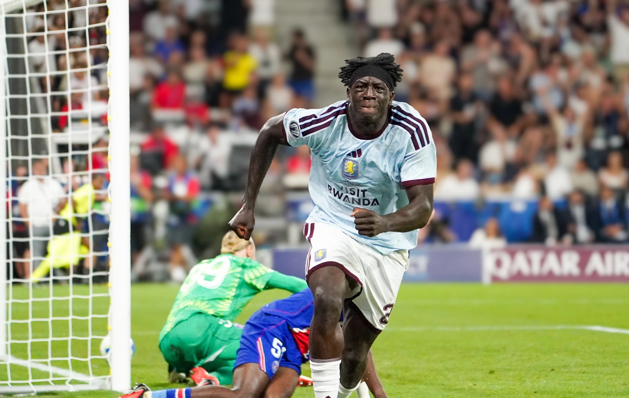 Match action and reactions during Paris Saint-Germain versus Aston Villa in Salzburg.