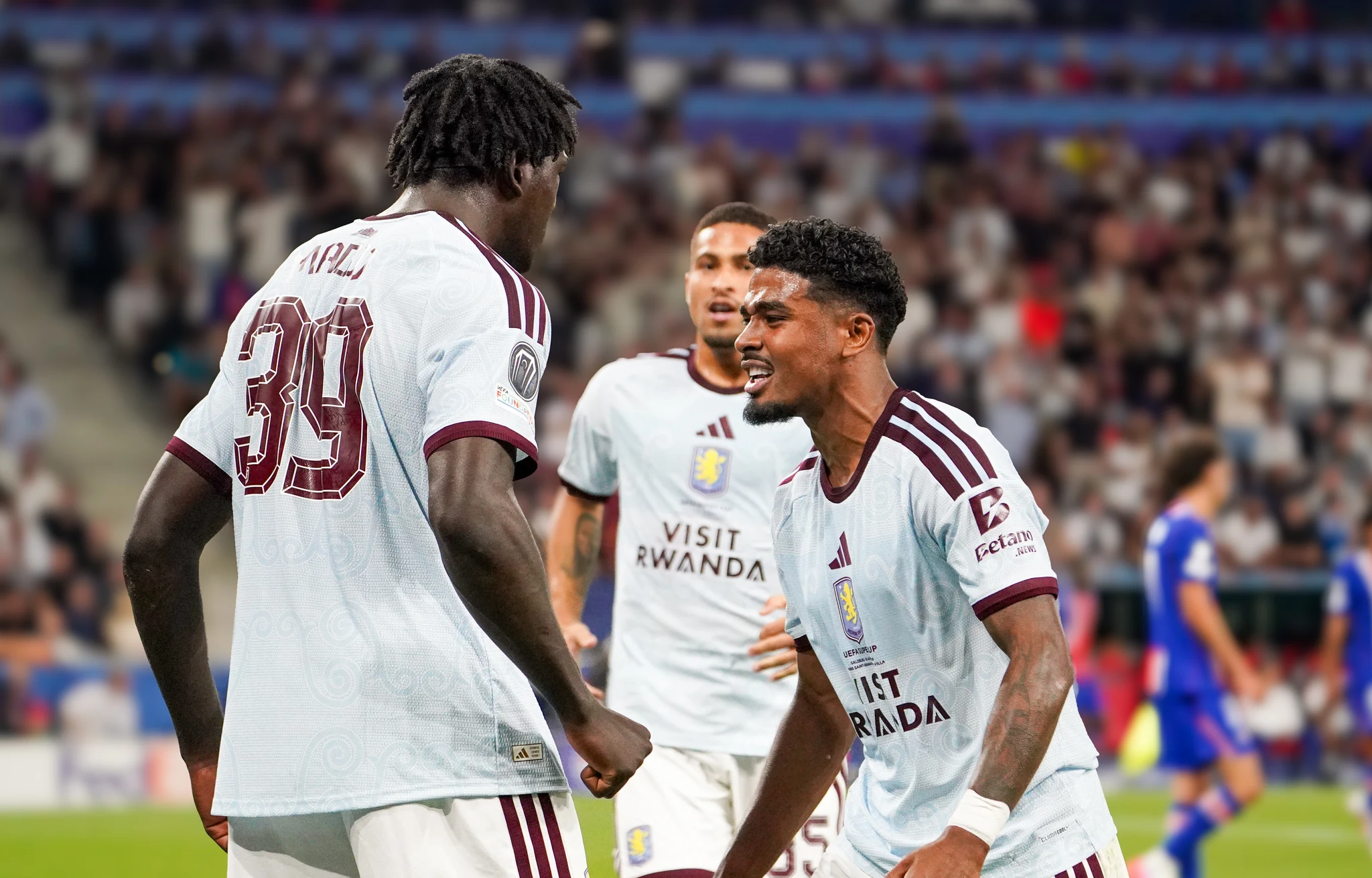 Match action and reactions during Paris Saint-Germain versus Aston Villa in Salzburg.
