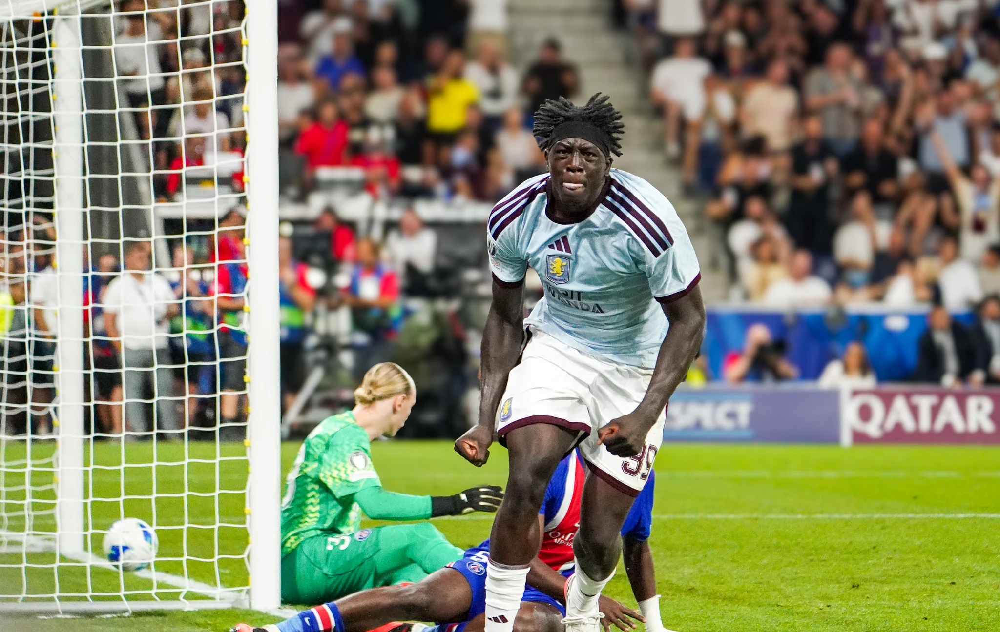 Match action and reactions during Paris Saint-Germain versus Aston Villa in Salzburg.