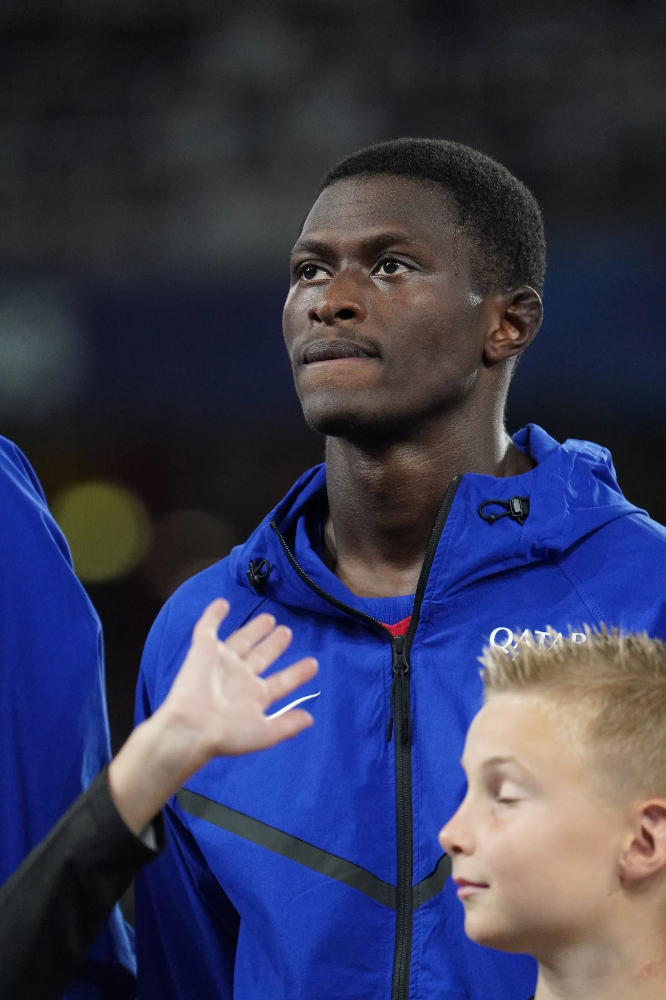 A Paris Saint-Germain player in the pre-match line-up.