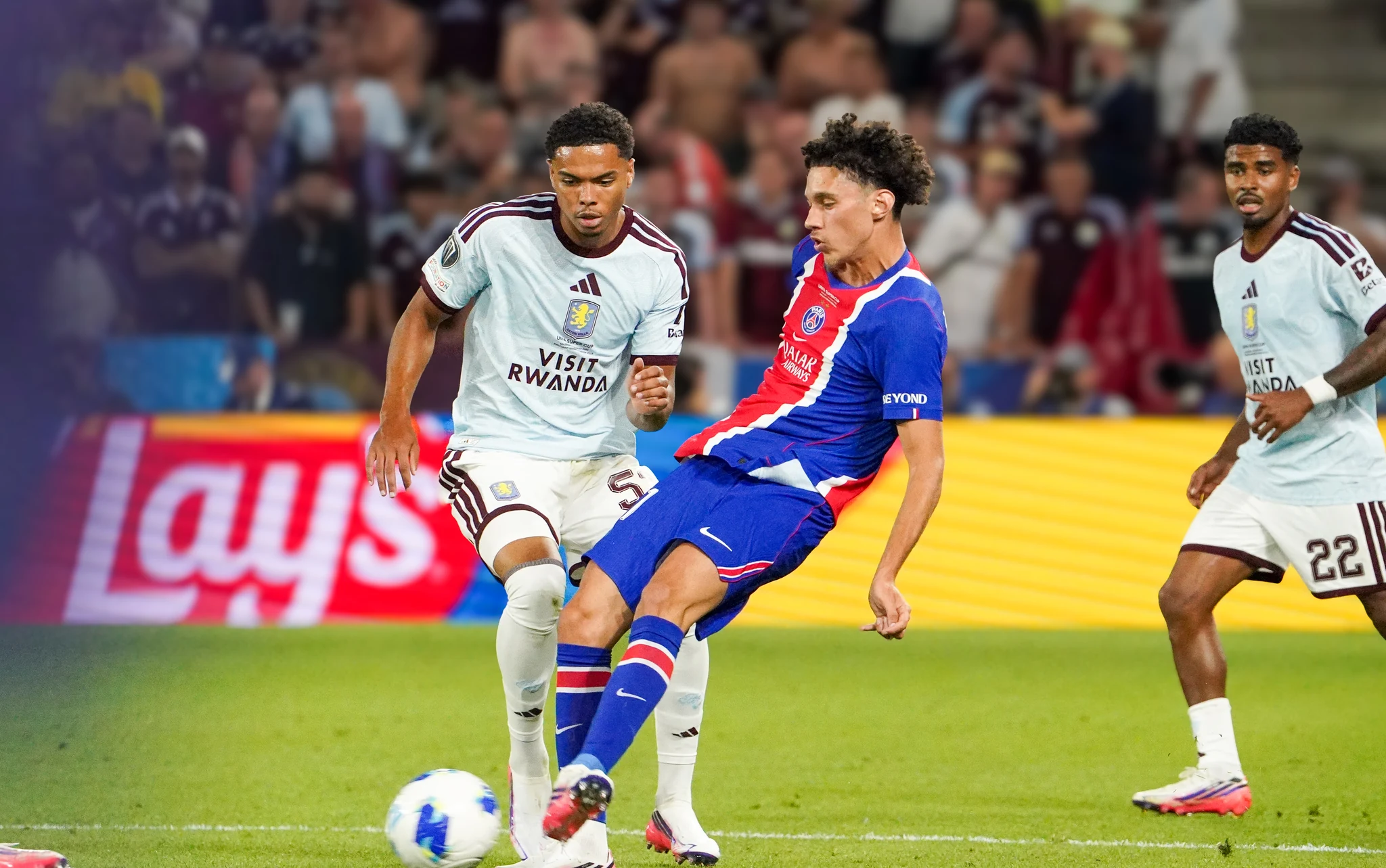 Match action and reactions during Paris Saint-Germain versus Aston Villa in Salzburg.