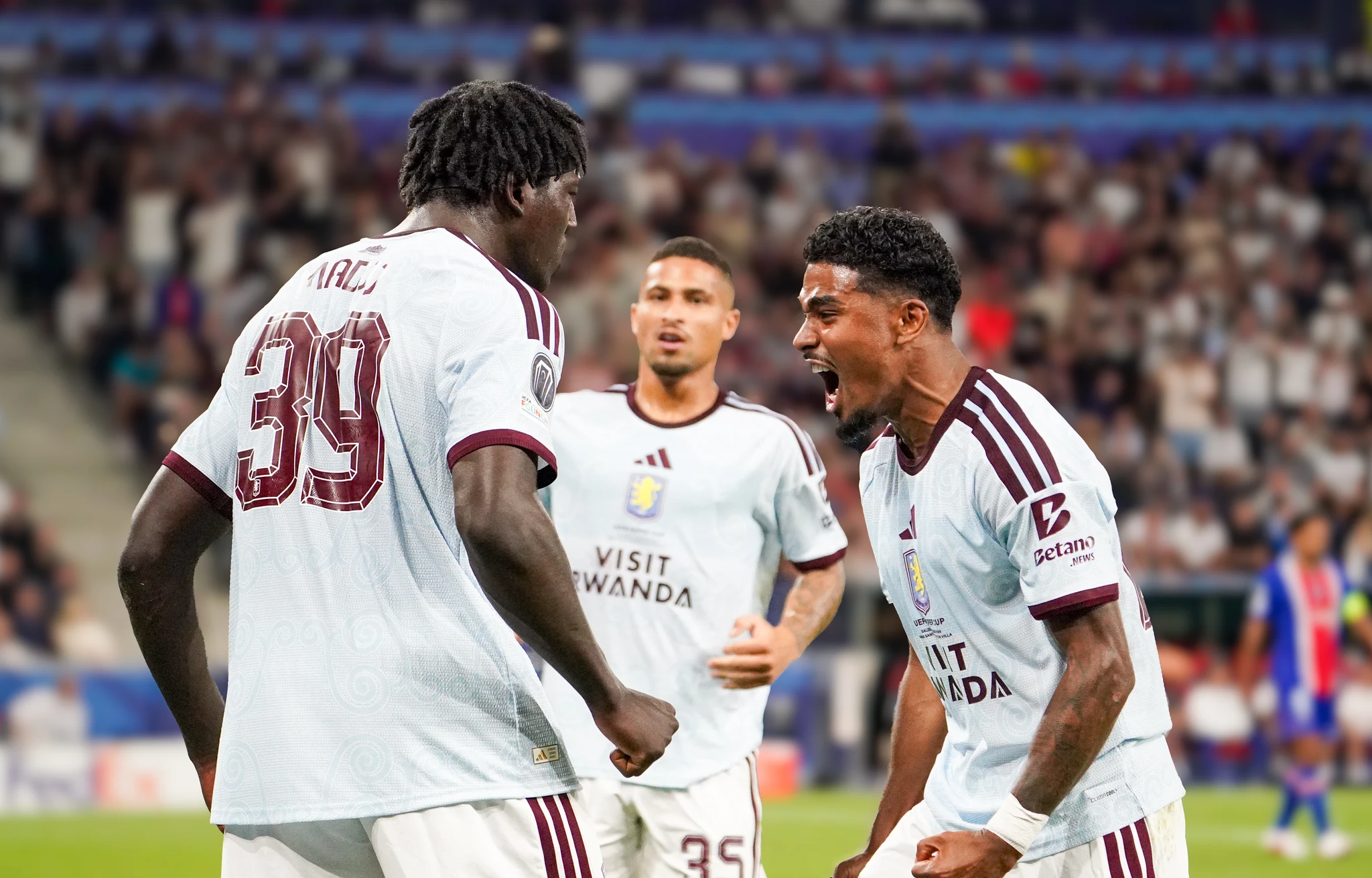 Match action and reactions during Paris Saint-Germain versus Aston Villa in Salzburg.