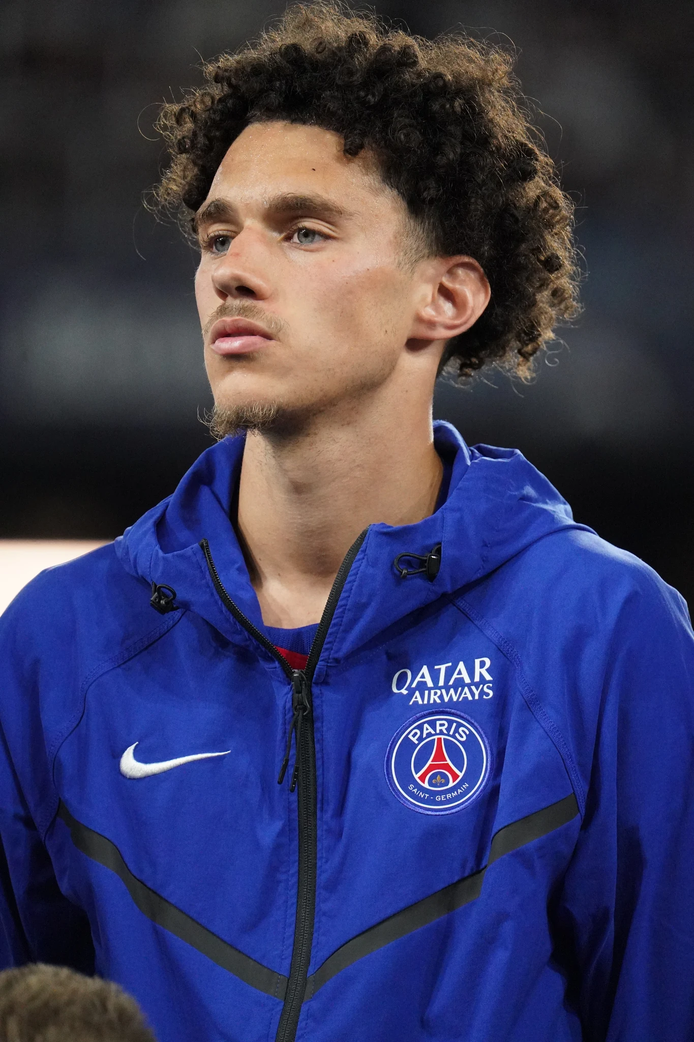 A Paris Saint-Germain player in the pre-match line-up.