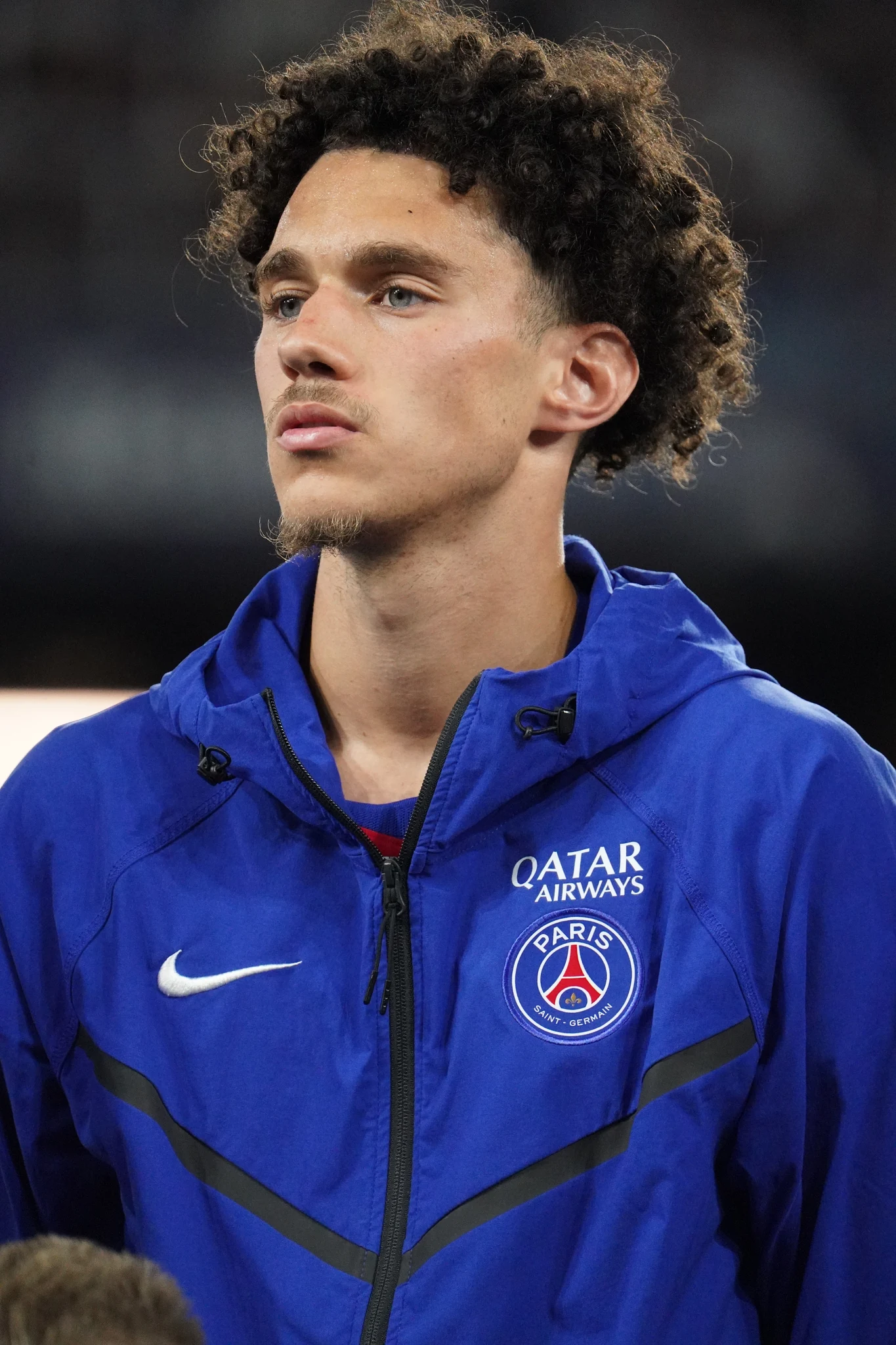 A Paris Saint-Germain player in the pre-match line-up.