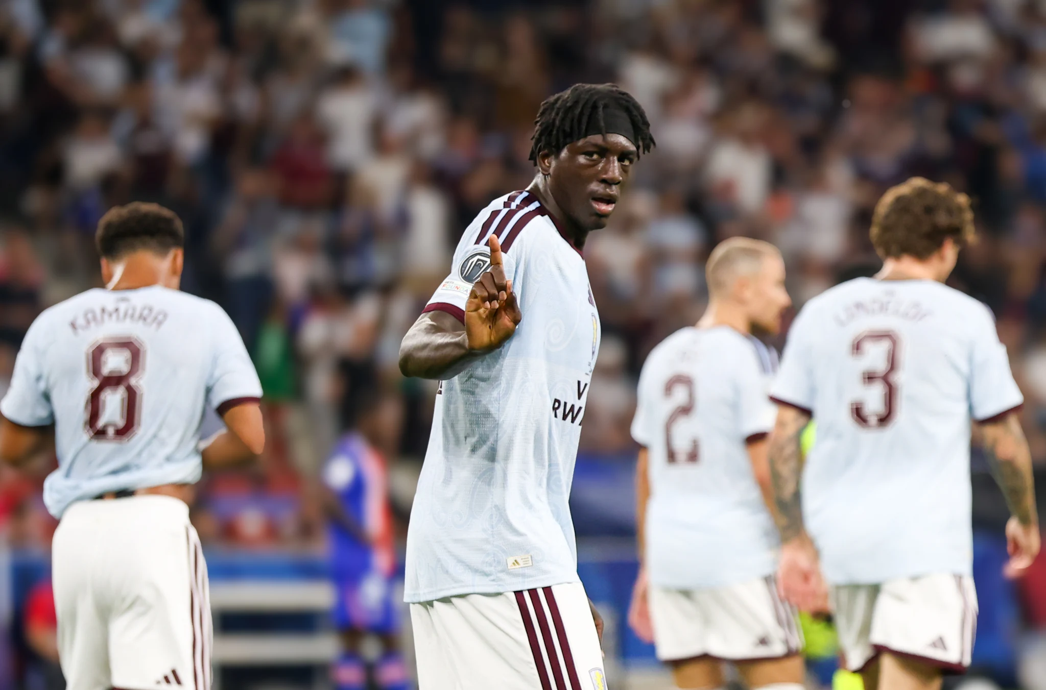 Match action and reactions during Paris Saint-Germain versus Aston Villa in Salzburg.