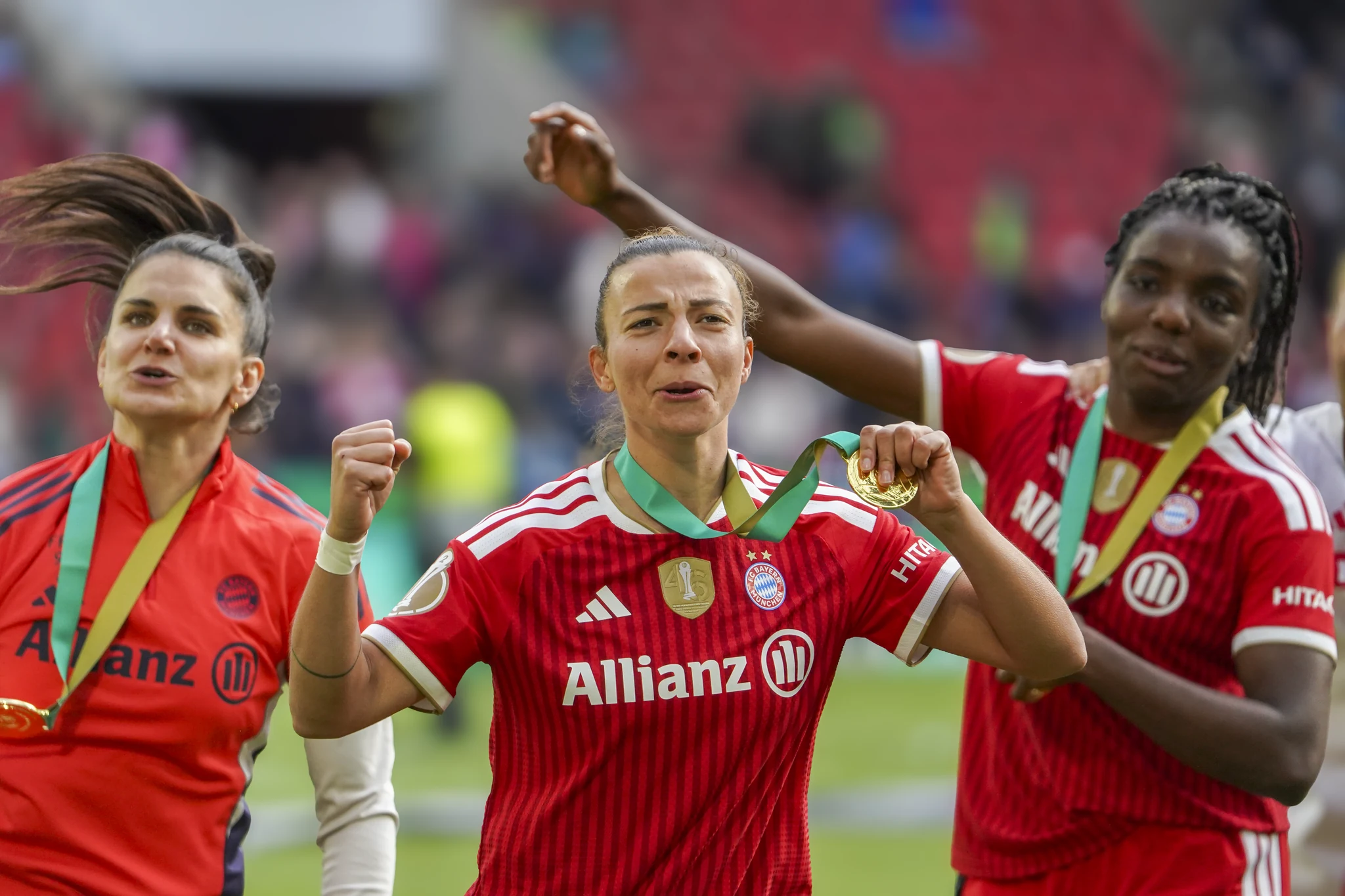 Bayern Munich players celebrate after winning the final.